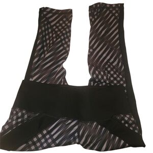 Adidas Black and Gray Cropped Performance Leggings M